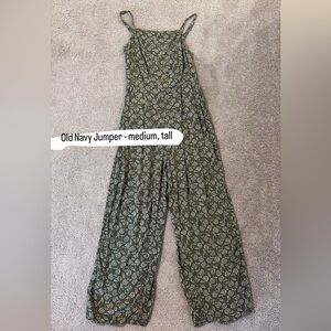 Old Navy Olive Paisley Jumpsuit